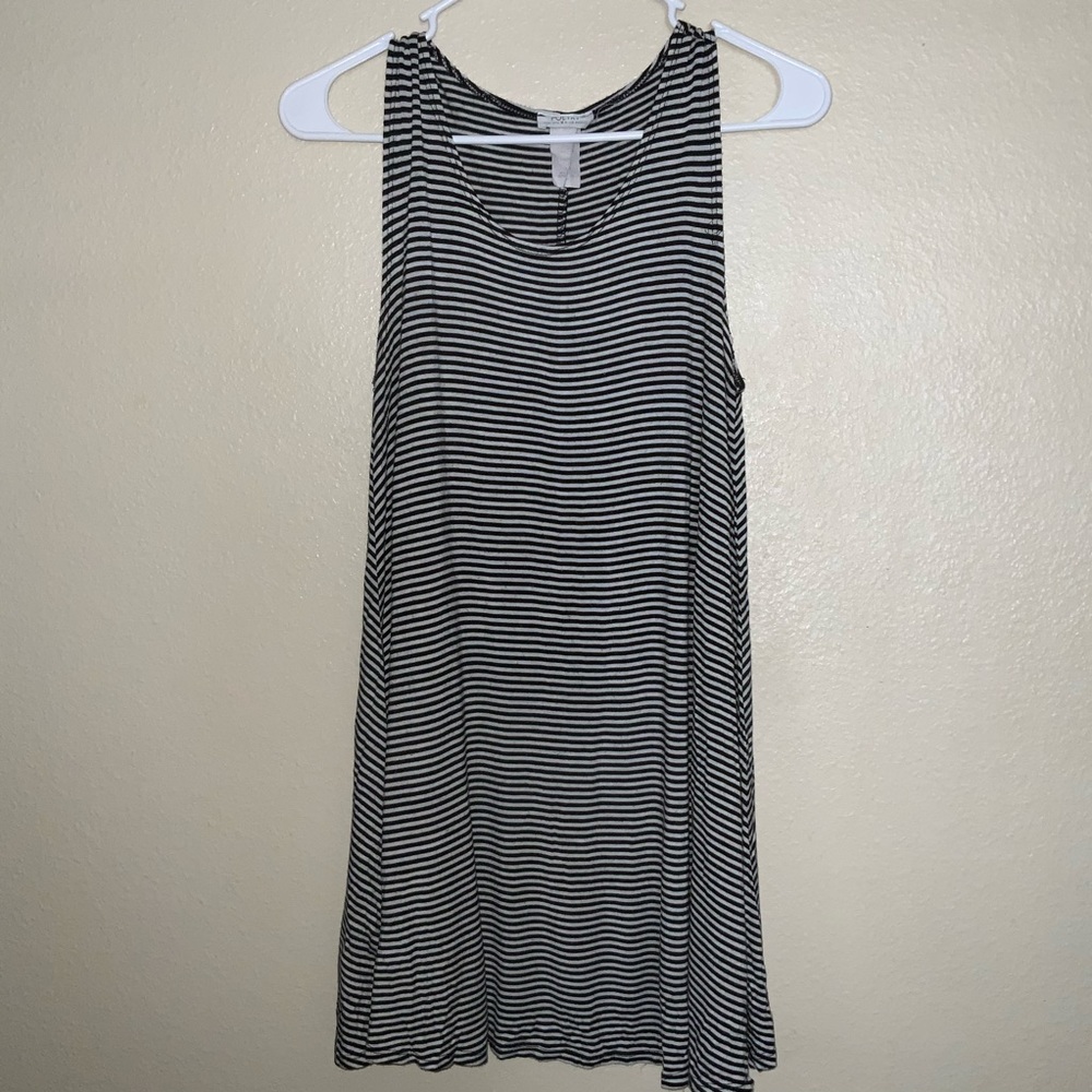 Black and White Striped Sleeveless T-shirt Dress